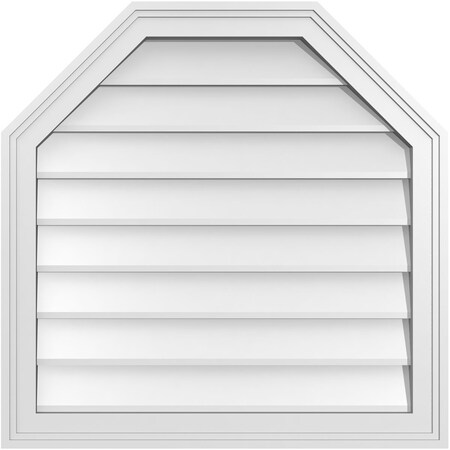 Ekena Millwork Octagonal Top Surface Mount PVC Gable Vent w/ 2"W x 1-1/2"P Brickmould Frame, 26"W x 26"H GVPOT26X2602SN
